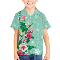 Hawaii Tropical Flowers Hawaiian Shirt Polynesian Tattoo Mint Green LT05 - Polynesian Pride