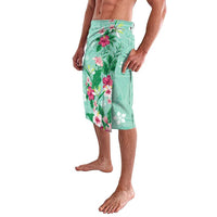 Hawaii Tropical Flowers Lavalava Polynesian Tattoo Mint Green LT05 - Polynesian Pride
