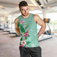 Hawaii Tropical Flowers Men Tank Top Polynesian Tattoo Mint Green LT05 Green - Polynesian Pride