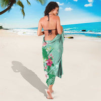 Hawaii Tropical Flowers Sarong Polynesian Tattoo Mint Green