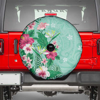 Hawaii Tropical Flowers Spare Tire Cover Polynesian Tattoo Mint Green LT05 - Polynesian Pride