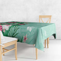 Hawaii Tropical Flowers Tablecloth Polynesian Tattoo Mint Green LT05 - Polynesian Pride