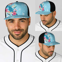 Hawaii Tropical Flowers Baseball Net Cap Polynesian Tattoo Sky Blue LT05 - Polynesian Pride