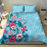 Hawaii Tropical Flowers Bedding Set Polynesian Tattoo Sky Blue