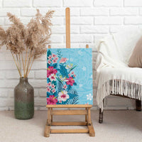 Hawaii Tropical Flowers Canvas Wall Art Polynesian Tattoo Sky Blue LT05 - Polynesian Pride
