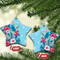 Hawaii Tropical Flowers Ceramic Ornament Polynesian Tattoo Sky Blue LT05 Star Blue - Polynesian Pride