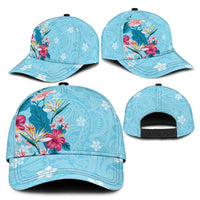 Hawaii Tropical Flowers Classic Cap Polynesian Tattoo Sky Blue LT05 - Polynesian Pride
