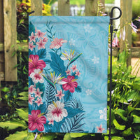 Hawaii Tropical Flowers Garden Flag Polynesian Tattoo Sky Blue LT05 Garden Flag Blue - Polynesian Pride