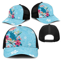 Hawaii Tropical Flowers Mesh Trucker Cap Polynesian Tattoo Sky Blue LT05 - Polynesian Pride
