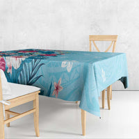 Hawaii Tropical Flowers Tablecloth Polynesian Tattoo Sky Blue LT05 - Polynesian Pride
