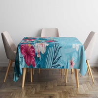 Hawaii Tropical Flowers Tablecloth Polynesian Tattoo Sky Blue LT05 - Polynesian Pride