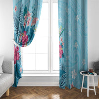 Hawaii Tropical Flowers Window Curtain Polynesian Tattoo Sky Blue LT05 - Polynesian Pride