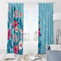 Hawaii Tropical Flowers Window Curtain Polynesian Tattoo Sky Blue LT05 - Polynesian Pride