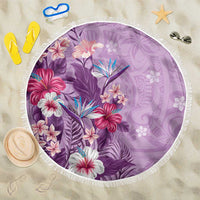 Hawaii Tropical Flowers Beach Blanket Polynesian Tattoo Lavender LT05 One Size 150cm Lavender - Polynesian Pride