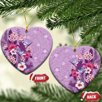 Hawaii Tropical Flowers Ceramic Ornament Polynesian Tattoo Lavender LT05 Heart Lavender - Polynesian Pride