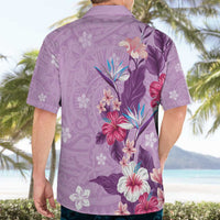 Hawaii Tropical Flowers Hawaiian Shirt Polynesian Tattoo Lavender LT05 - Polynesian Pride