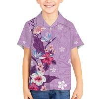 Hawaii Tropical Flowers Hawaiian Shirt Polynesian Tattoo Lavender LT05 - Polynesian Pride