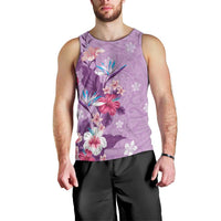 Hawaii Tropical Flowers Men Tank Top Polynesian Tattoo Lavender LT05 - Polynesian Pride