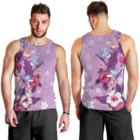 Hawaii Tropical Flowers Men Tank Top Polynesian Tattoo Lavender LT05 - Polynesian Pride
