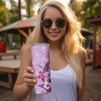 Hawaii Tropical Flowers Skinny Tumbler Polynesian Tattoo Lavender