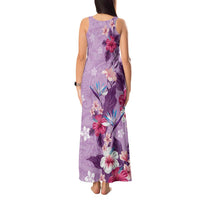 Hawaii Tropical Flowers Tank Maxi Dress Polynesian Tattoo Lavender LT05 - Polynesian Pride