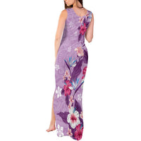 Hawaii Tropical Flowers Tank Maxi Dress Polynesian Tattoo Lavender LT05 - Polynesian Pride