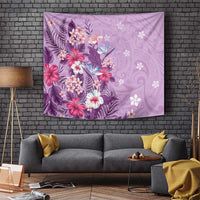 Hawaii Tropical Flowers Tapestry Polynesian Tattoo Lavender