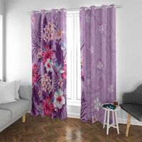 Hawaii Tropical Flowers Window Curtain Polynesian Tattoo Lavender LT05 With Grommets Lavender - Polynesian Pride