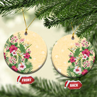 Hawaii Tropical Flowers Ceramic Ornament Polynesian Tattoo Buttermilk LT05 Circle Beige - Polynesian Pride