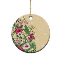 Hawaii Tropical Flowers Ceramic Ornament Polynesian Tattoo Buttermilk LT05 - Polynesian Pride