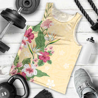 Hawaii Tropical Flowers Men Tank Top Polynesian Tattoo Buttermilk LT05 - Polynesian Pride
