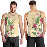 Hawaii Tropical Flowers Men Tank Top Polynesian Tattoo Buttermilk LT05 - Polynesian Pride