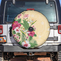 Hawaii Tropical Flowers Spare Tire Cover Polynesian Tattoo Buttermilk LT05 Beige - Polynesian Pride