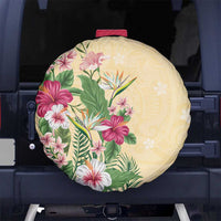 Hawaii Tropical Flowers Spare Tire Cover Polynesian Tattoo Buttermilk LT05 - Polynesian Pride