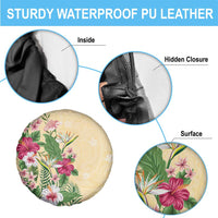 Hawaii Tropical Flowers Spare Tire Cover Polynesian Tattoo Buttermilk LT05 - Polynesian Pride