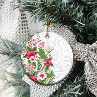 Hawaii Tropical Flowers Ceramic Ornament Polynesian Tattoo White LT05 - Polynesian Pride
