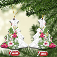 Hawaii Tropical Flowers Ceramic Ornament Polynesian Tattoo White LT05 Christmas Tree White - Polynesian Pride