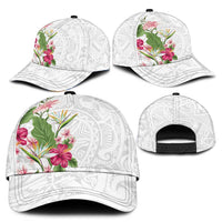 Hawaii Tropical Flowers Classic Cap Polynesian Tattoo White
