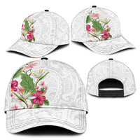 Hawaii Tropical Flowers Classic Cap Polynesian Tattoo White LT05 - Polynesian Pride