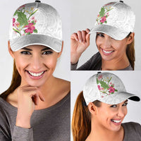 Hawaii Tropical Flowers Classic Cap Polynesian Tattoo White