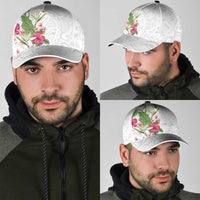 Hawaii Tropical Flowers Classic Cap Polynesian Tattoo White LT05 - Polynesian Pride