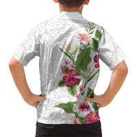 Hawaii Tropical Flowers Hawaiian Shirt Polynesian Tattoo White LT05 - Polynesian Pride