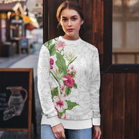 Hawaii Tropical Flowers Ugly Christmas Sweater Polynesian Tattoo White