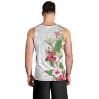 Hawaii Tropical Flowers Men Tank Top Polynesian Tattoo White LT05 - Polynesian Pride