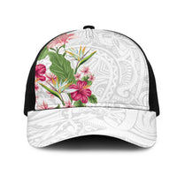 Hawaii Tropical Flowers Mesh Trucker Cap Polynesian Tattoo White LT05 One Size Black White - Polynesian Pride