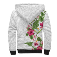 Hawaii Tropical Flowers Sherpa Hoodie Polynesian Tattoo White LT05 - Polynesian Pride