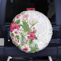 Hawaii Tropical Flowers Spare Tire Cover Polynesian Tattoo White LT05 - Polynesian Pride