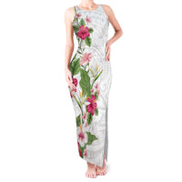 Hawaii Tropical Flowers Tank Maxi Dress Polynesian Tattoo White LT05 Women White - Polynesian Pride