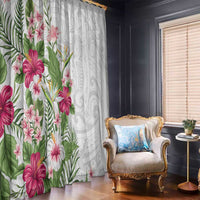 Hawaii Tropical Flowers Window Curtain Polynesian Tattoo White LT05 - Polynesian Pride
