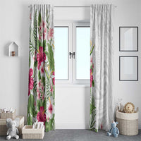 Hawaii Tropical Flowers Window Curtain Polynesian Tattoo White LT05 - Polynesian Pride